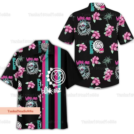 B182 Hawaii Shirt, B182 Concert Beach Shirt, Retro Smile Face Men Shirt, B182 Tour 2024 Shirt, B182 Rock Shirt