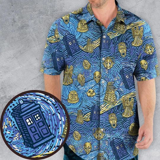 Doctor Who Button Shirt, Tardis Police Box Shirt, Dr Who Button Up Shirt, Doctor Who Fan Gift, Movie Series Shirt, Gift For Him