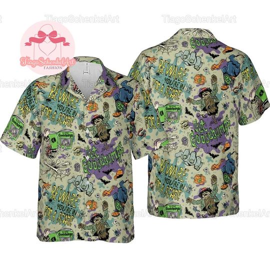 Discover Goosebumps Hawaiian Shirt, Goosebumps Button Shirt, Horrorland Halloween Shirt, Spooky Season Shirt, Halloween Gift Shirt, Gift For Him