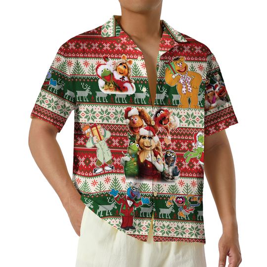 The Muppets TV Series Hawaiian Shirt, Ugly Sweater Christmas Carol Shirt, Funny Xmas Vacation Button Up Shirt, Family Christmas Tee