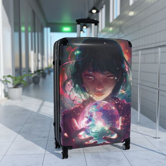 Mesmerizing Anime Girl Suitcase | Beautiful Anime Woman Carry-On Suitcase | Lightweight Durable Travel Companion | Bold Adventurous Luggage