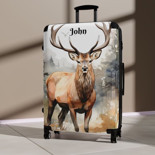 Discover Adorable Elk Suitcase Set Luggage personalized travel luggage French Country Elk Suitcase ideal Bachelor or Child's Gift weekend suitcase