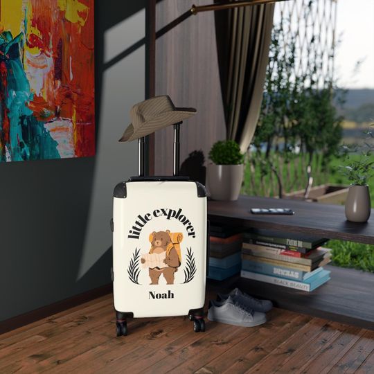 Discover Custom Suitcase For Boys Toddler Suitcase Boy Little Explorer Personalized Suitcase Name Kids Luggage Set Hiking Bear Kids Carry On Scouting