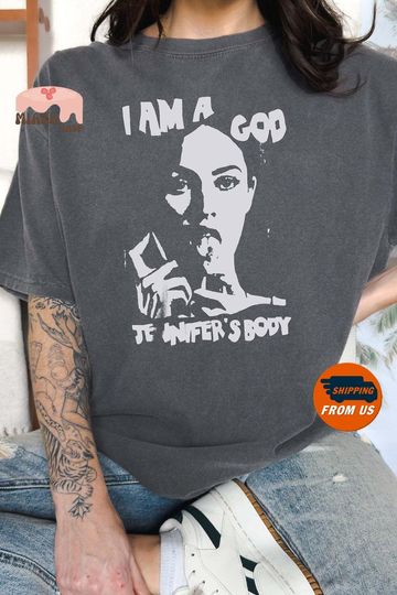 Vintage Jennifers Body I Am A God Comfort Colors, Megan Fox Horror Movie Retro Vintage Unisex Tshirt, Spooky Season Tee, Gift For Fan