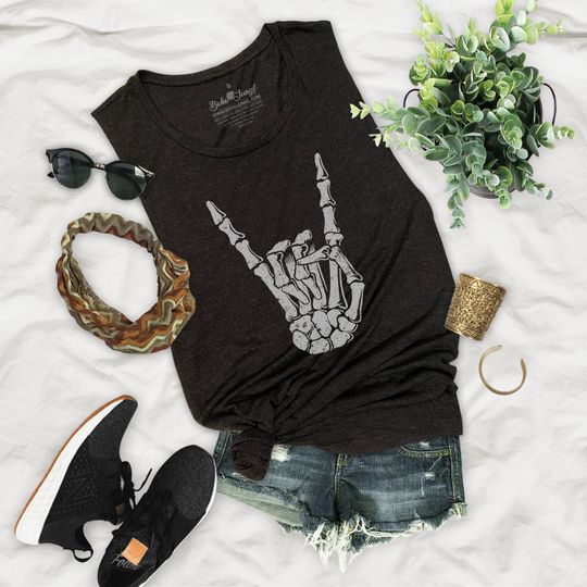 Discover Skeleton Hand Vintage Halloween Flowy Festival Muscle Tank Top - SH14P
