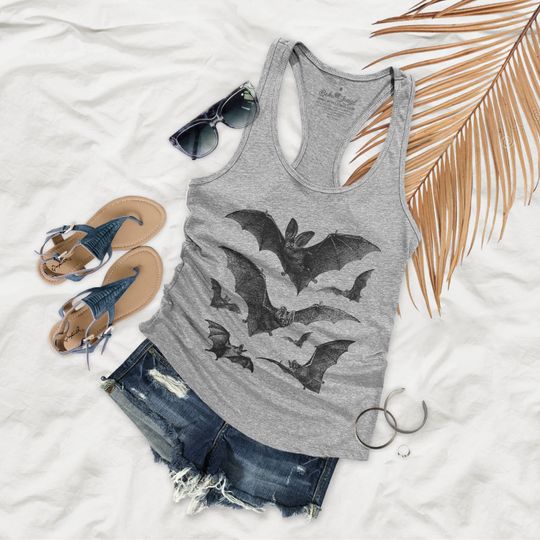 Discover Halloween Vintage Bats Design Womens Basic Racerback Tank Top