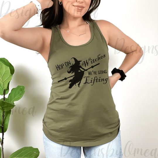 Discover Funny Witch Gym Girl Tank Tops, Spooky Workout Tank Top for Women