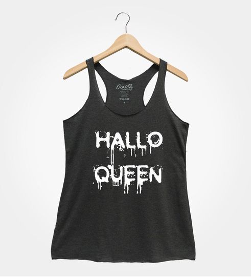 Discover Halloqueen, Halloween Shirt, Halloween Racerback Tank Top, Funny Party Costume