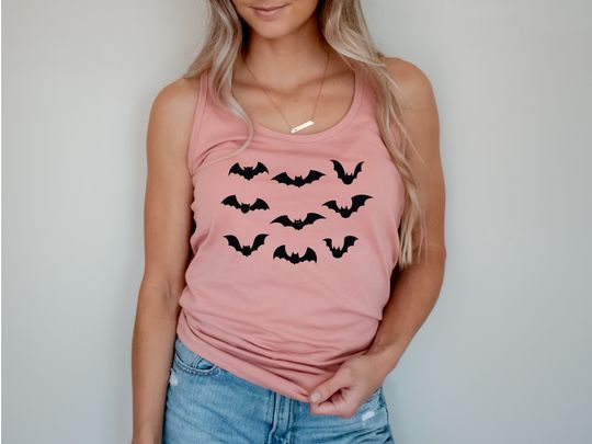 Discover Halloween Racerback Tank Tops, Bat Tank Top, Bat Lovers Shirt