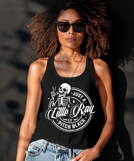 Discover Funny Halloween Skeleton Tank Top, Just  A Little Ray of Pitch Black Skeleton Tank Top