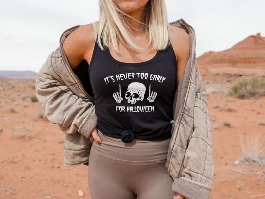 Discover Skull Halloween Tank Top - It's Never Too Early For Halloween Goth Halloween Vest