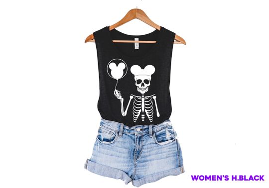 Skeleton with Ears Adult Tank Top ORIGINAL, Skeleton tank, Disney Skeleton