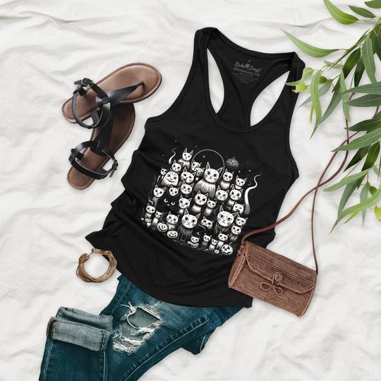 Discover Angry Cats Halloween Design Womens Basic Racerback Tank Top - AC14P