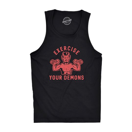 Discover Exercise Your Demons Halloween Tank Top, Mens Funny , Workout Tanks, Tank Tops