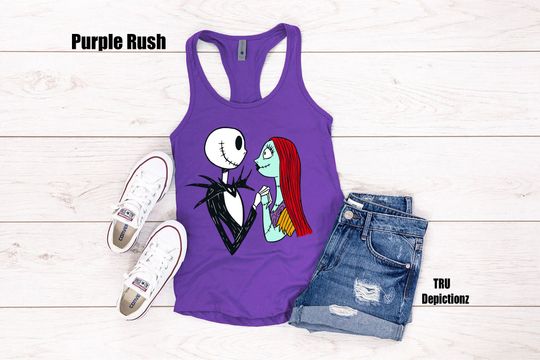 A Nightmare Before Christmas Halloween Tank Top||Jack And Sally Skellington Halloween