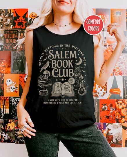 Discover Salem Book Club Tank Top Salem Tank Top Witchy Tank Top Salem Massachusetts Tank Top