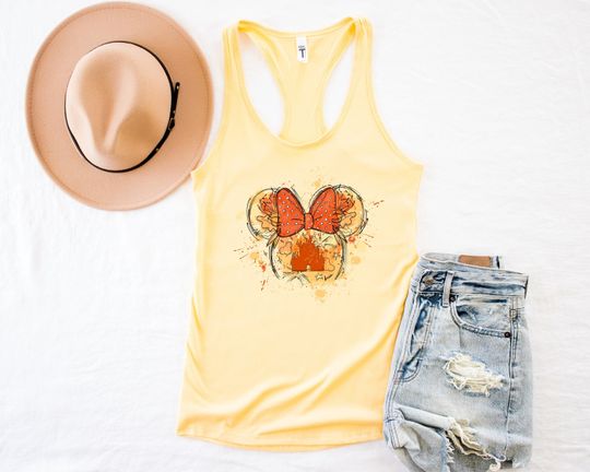 Discover Minnie Fall Tank, Disney Fall Castle Tank Top, Disney Halloween Party Tank