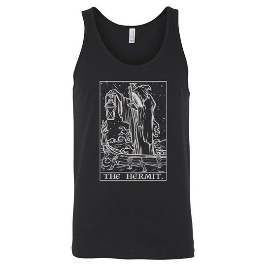 The Hermit Tarot Card Tank Top Men Grim Reaper Halloween Tank Top Gothic Tank Top