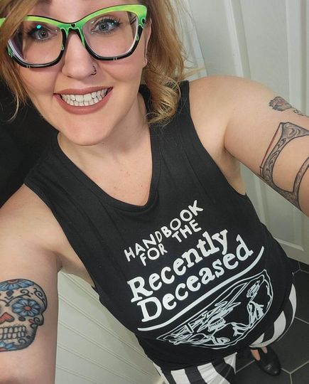 Beetlejuice Handbook for the recently deceased womens muscle  tank top