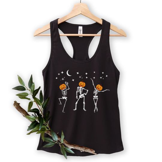 Discover Halloween shirt, Workout Halloween Tank top, Dancing Pumpkins, Dancing skeletons