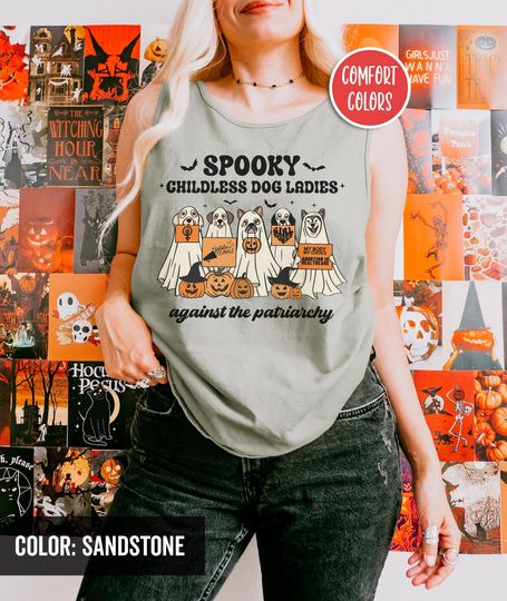 Discover Spooky Childless Dog Ladies Against The Patriarchy Dog Halloween Tank Top
