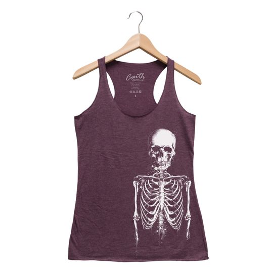 Discover Skeleton Tank Top, Women's Halloween Shirt, Gothic Sleeveless Tee, Skeleton Design