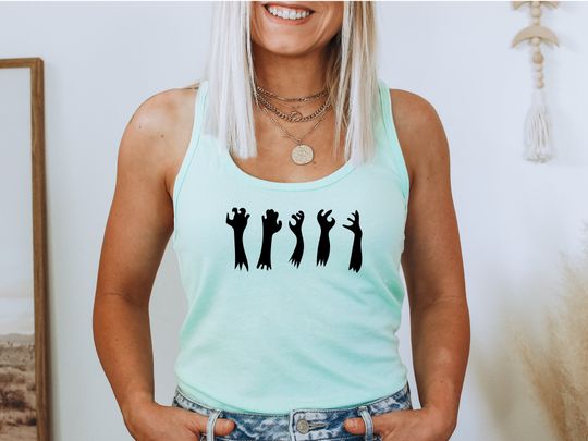 Discover Halloween Tank, Ghost Tank, Cute Halloween Tank, Skeleton Hands
