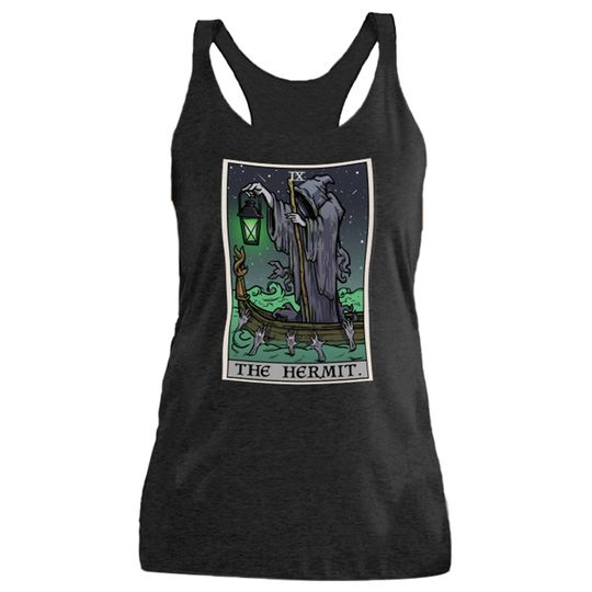 Discover The Hermit Tarot Card Tank Top Grim Reaper Halloween Tank Top Women Witchy Clothing