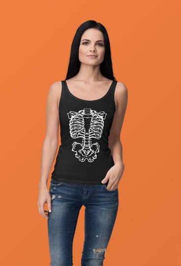 Skeleton Rib Cage Tank Top Women's Ideal Racerback Tank Halloween Goth Sleeveless Top