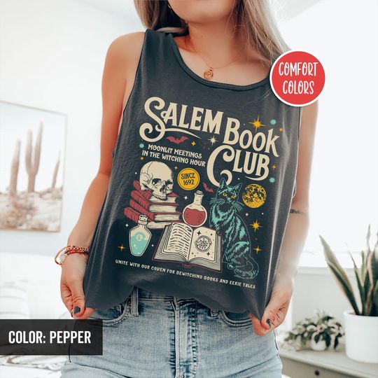 Discover Salem Book Club Tank Top Salem Tank Top Witchy Tank Top Salem Massachusetts Tank Top