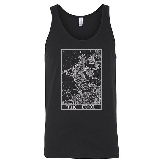 Discover The Fool Tarot Card Tank Top Men Court Jester Gothic Tank Tops Halloween Tank Top
