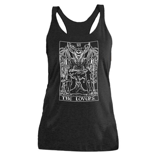 The Lovers Tarot Card Tank Top Grim Reaper Halloween Tank Top Women Gothic Clothing