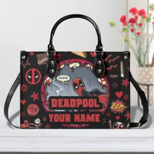 Discover Personalized Deadpool Luxury Women PU Leather Handbag, Natural Material, Custom