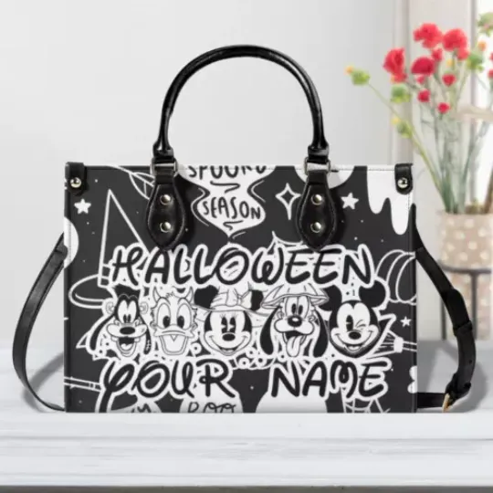 Discover Personalized Disney Halloween Luxury Women PU Leather Handbag, Natural