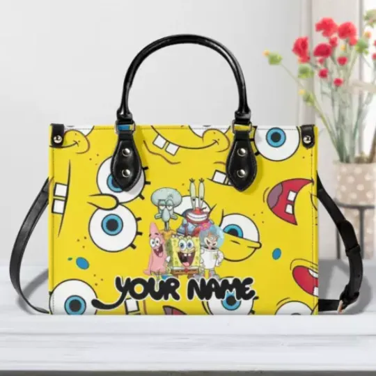 Discover Personalized Spongebob Squarepants Luxury Women PU Leather Handbag, Spongebob