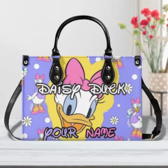 Personalized Daisy Duck Luxury Women PU Leather Handbag, Natural Material