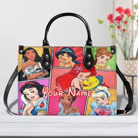 Discover Personalized Disney Princess Luxury Women PU Leather Handbag, Disney gift
