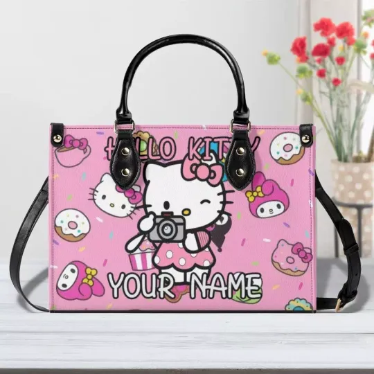 Personalized Hello Kitty Luxury Women PU Leather Handbag, Natural Material