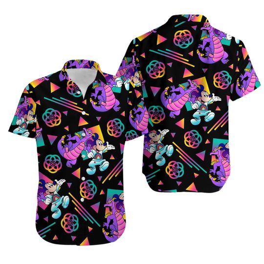 Disney Mickey Figment Epcot Hawaiian Shirt, Summer Vacation Gifts