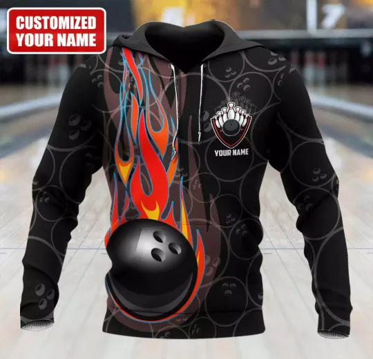 Discover Customized 3D All Over Printed Black Bowling Hoodie Premium Shirt For Men Women