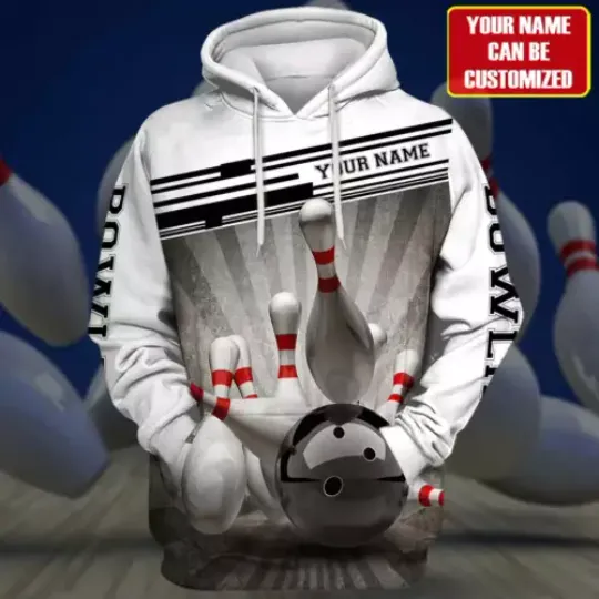 Custom Name Black And White Strike Bowling Shirt Men Women, Hoodie For Bowlinger
