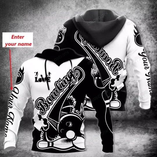 Personalized Bowling Gifts, Bowling 3D All Over Print Hoodie Gift for Men and Women