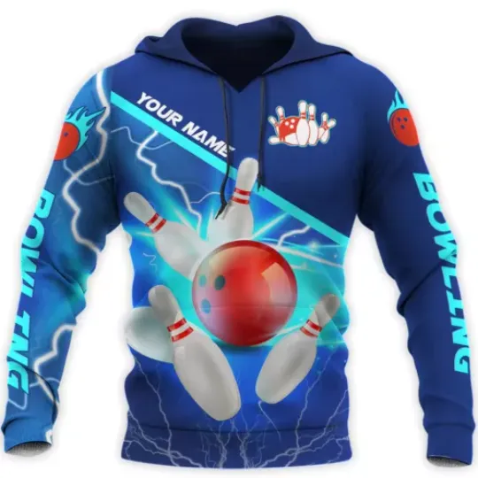Discover Personalized 3D All Over Print Blue Bowling Shirt Bowling Winter Hoodie Men Women