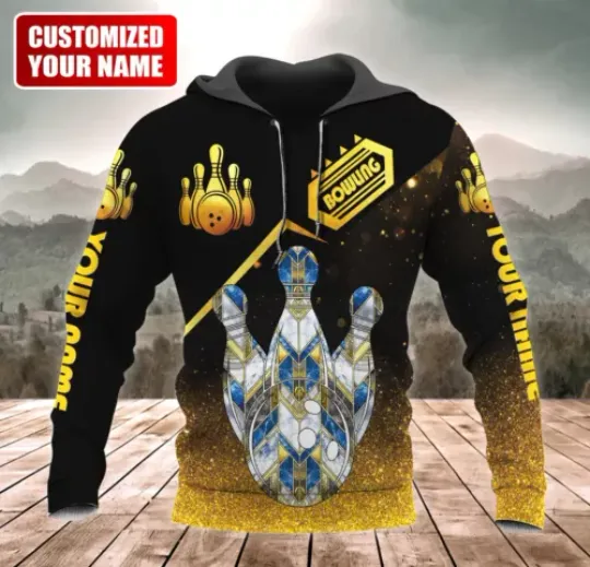 3D All Over Printed Bowling Hoodie, Strike Bowling Fire Shirt Men Women