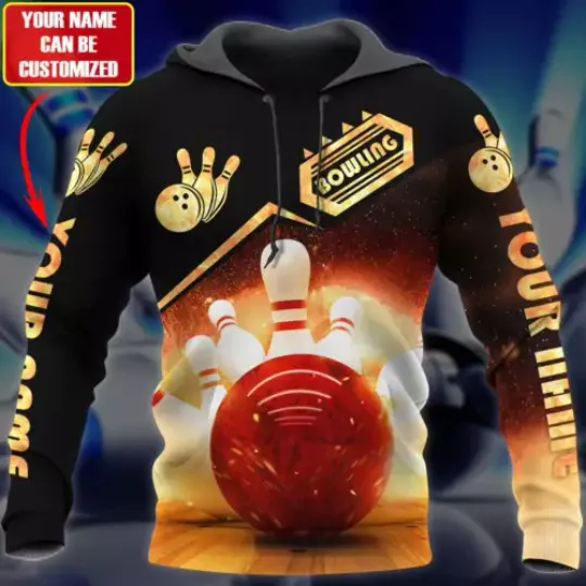 Personalized 3D All Over Print Strike Bowling Hoodie, Custom Bowling Men Women Shirt