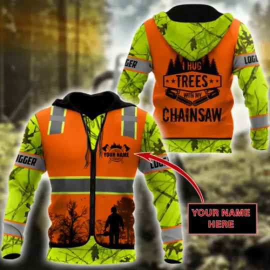 D Chainsaw Logger Custom Name Unisex Shirts All Over Print For Men And Women