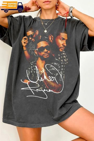 Discover Retro Usher Graphic Shirt, Usher Past Present Future Tour 2024 Tee, Rapper T-Shirt, Usher Concert Sweatshirt, Usher Fans, Gift For Him