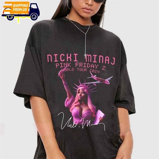 Discover Retro Nicki Minaj Graphic Shirt, Pink Friday 2 World Tour 2024 T-Shirt, 90s Rapper Nicki Minaj Tee, Nicki Minaj Fan Gifts, Gift For Her