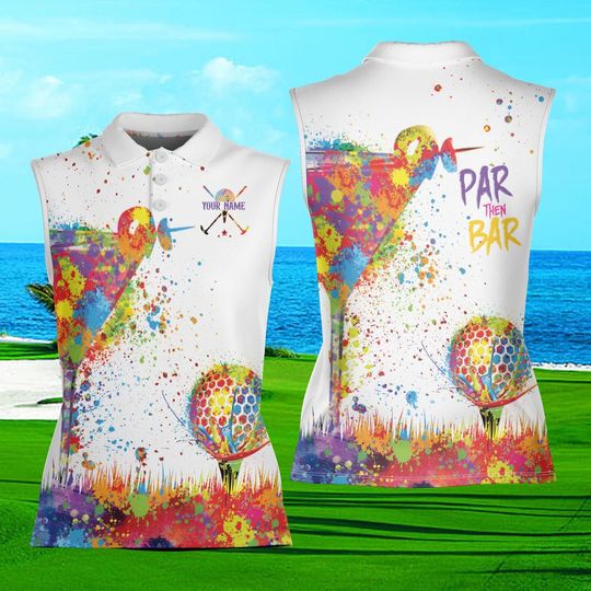 Discover Paint Splatter Golf Polo Shirt, Custom Name Par Then Bar Golf Polo Shirt, Matching Golf Teams Polo Shirt, Sleeveless Polo Shirt For Golfers