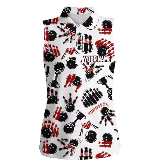 Discover Womens Bowling Sleeveless Polo Shirts Custom Bowling Pattern Team Bowling Polo